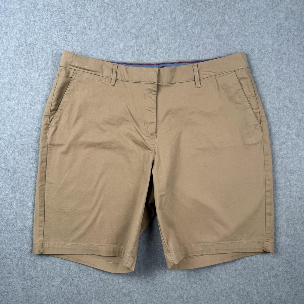 Nautica Jeans Shorts Womens 14 Beige Chino Stretch Twill Bermuda 9" Inseam NEW